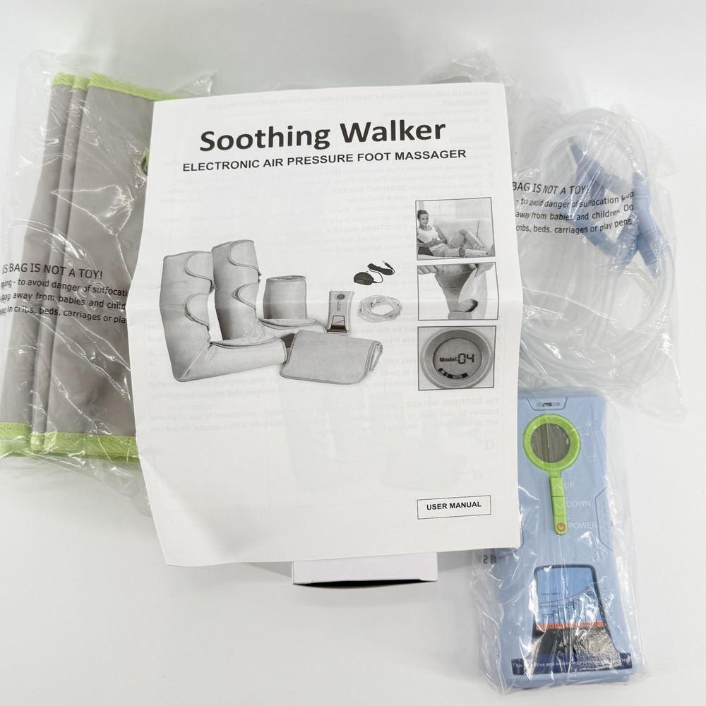 Soothing Walker Electronic Air Pressure Foot and Leg Massager Model 04 Gray NEW - Picture 2 of 15